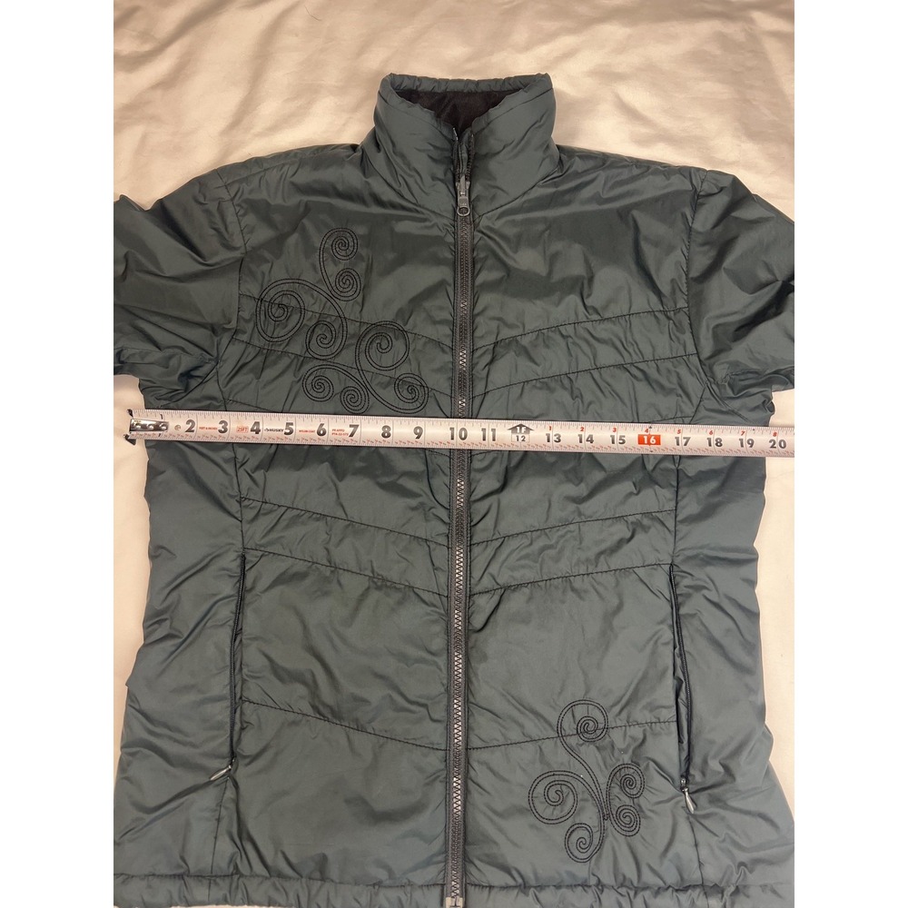 Vintage Columbia Interchange Puffer Jacket Women's M Black Sm Embroidered Swirls - Picture 14 of 16